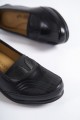 ANGEL Ortopedik Rahat Taban Lastik ve Cilt Detaylı Klasik Babet Anne Ayakkabısı ST Siyah