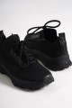 ASRIN Bağcıklı Ortopedik Taban Kadın Triko Spor Ayakkabı ST Siyah