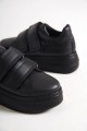 VALENCIA Bağcıksız Cırt Cırtlı Ortopedik Taban Kadın Sneaker Ayakkabı ST Siyah